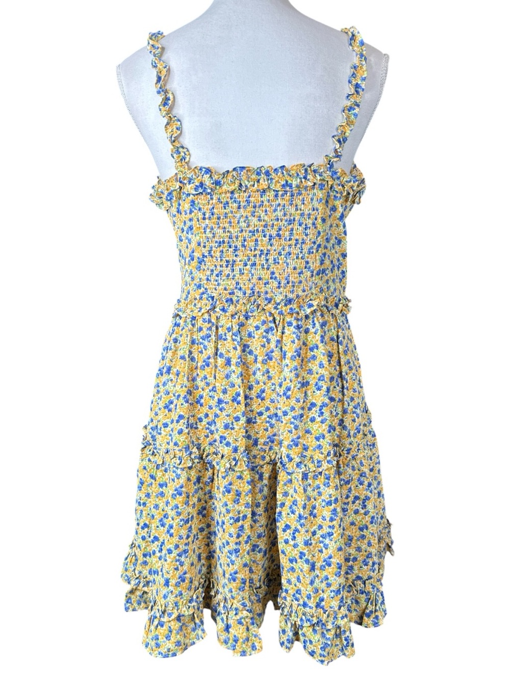FREE THE ROSES Yellow Floral Ruffled Mini Dress - Picture 5 of 13